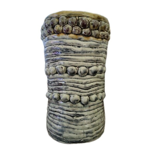 Vintage Coil Pottery Aqua Green Glossy Vase SP Engraved 7" - Picture 6 of 7